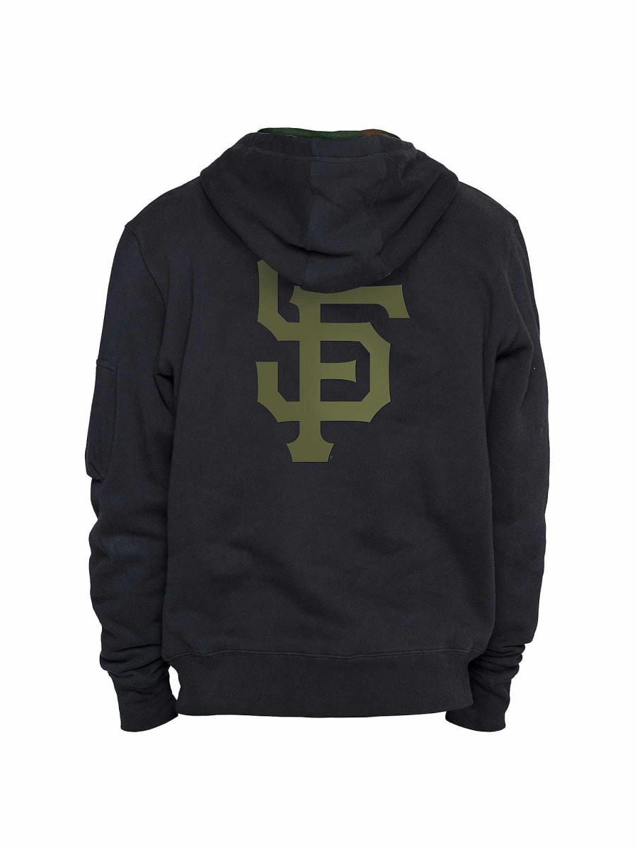 Mlb Alpha Industries Mlb X Alpha X New Era - Hoodies, Tees, & Shorts | San Francisco Giants X Alpha X New Era Hoodie Black