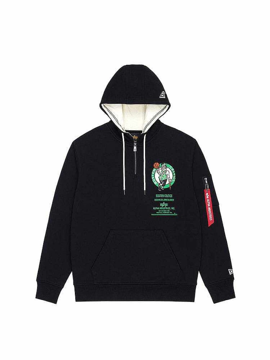 Nba Alpha Industries Nba X Alpha X New Era - Hoodies, Tees, & Shorts | Boston Celtics X Alpha X New Era Hoodie Black