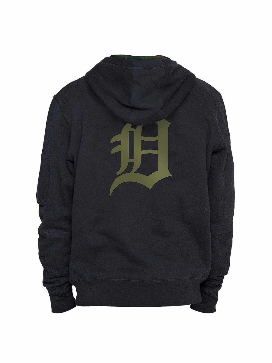 Mlb Alpha Industries Mlb X Alpha X New Era - Hoodies, Tees, & Shorts | Detroit Tigers X Alpha X New Era Hoodie Black