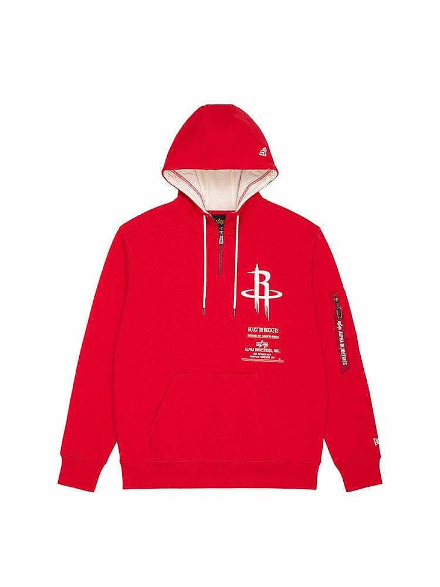 Nba Alpha Industries Nba X Alpha X New Era - Hoodies, Tees, & Shorts | Houston Rockets X Alpha X New Era Hoodie Red