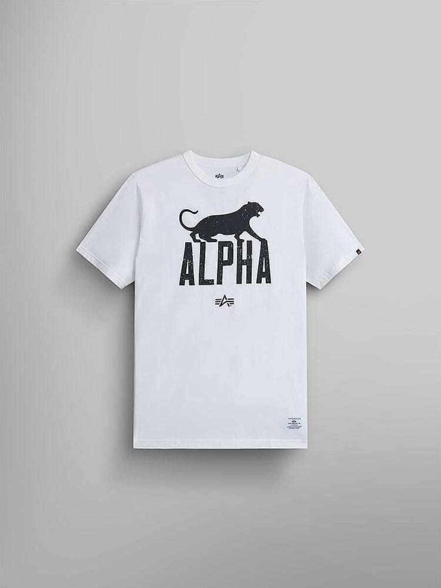 Men Alpha Industries T-Shirts | Alpha Leopard Tee White