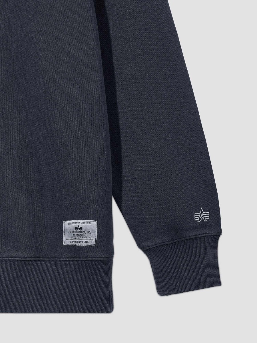 Men Alpha Industries Hoodies + Sweatshirts | Essential Washed Crewneck Replica Blue