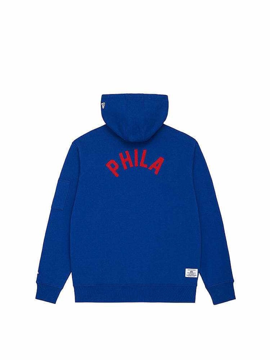 Nba Alpha Industries Nba X Alpha X New Era - Hoodies, Tees, & Shorts | Philadelphia 76Ers X Alpha X New Era Hoodie Blue