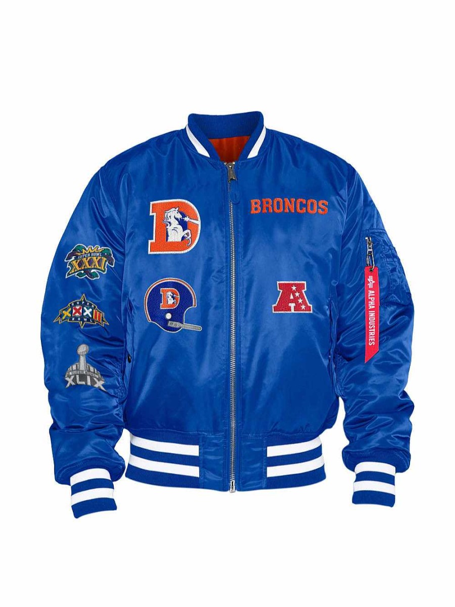 Nfl Alpha Industries Nfl X Alpha X New Era - Bomber Jackets | Denver Broncos X Alpha X New Era Ma-1 Bomber Jacket (Historic Logo) Pacific Blue