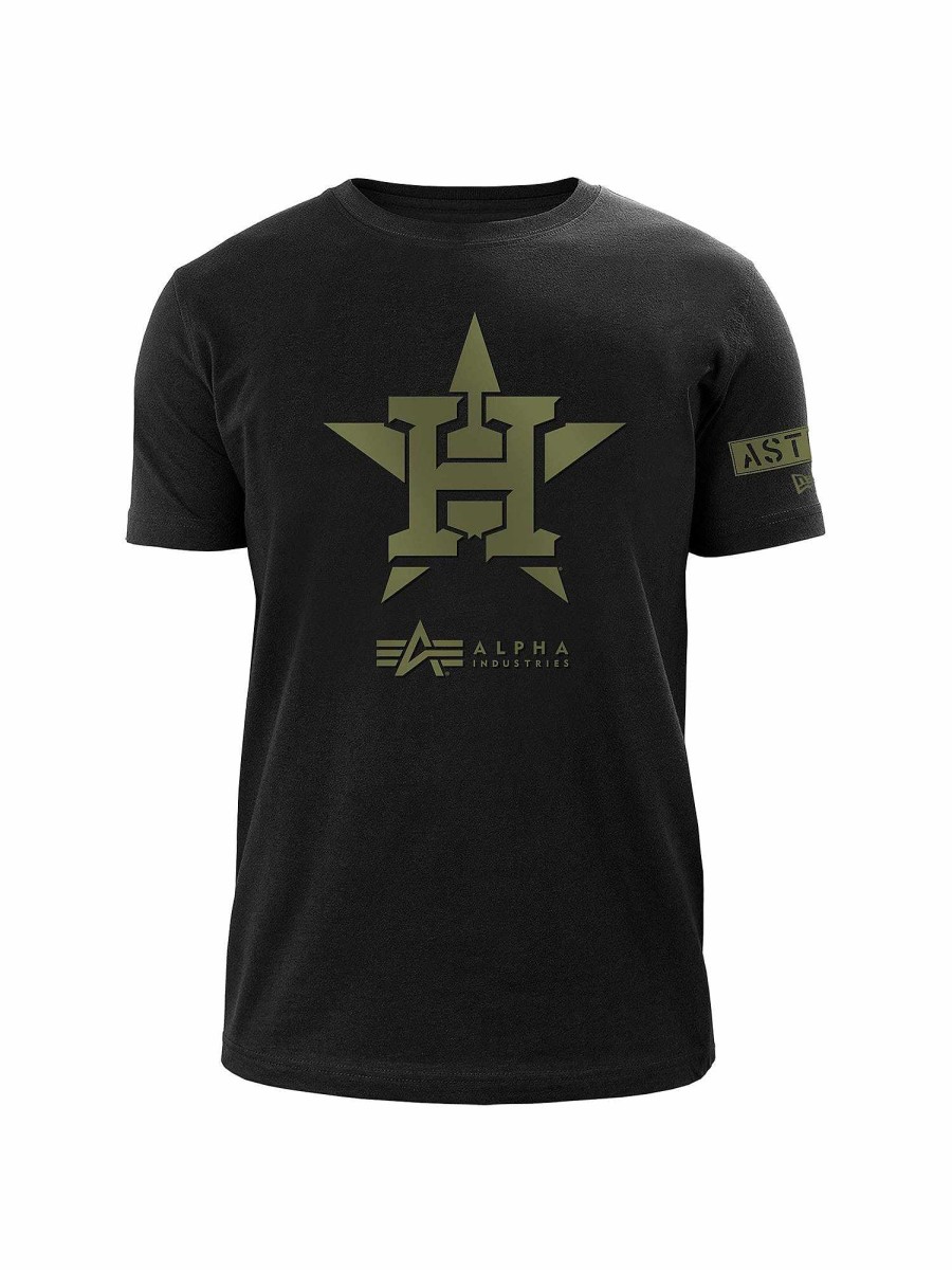 Mlb Alpha Industries Mlb X Alpha X New Era - Hoodies, Tees, & Shorts | Houston Astros X Alpha X New Era T-Shirt Black
