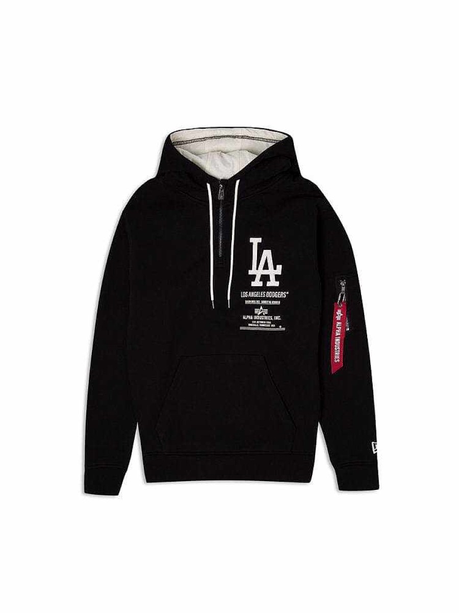 Mlb Alpha Industries Mlb X Alpha X New Era - Hoodies, Tees, & Shorts | Los Angeles Dodgers X Alpha X New Era Hoodie Black