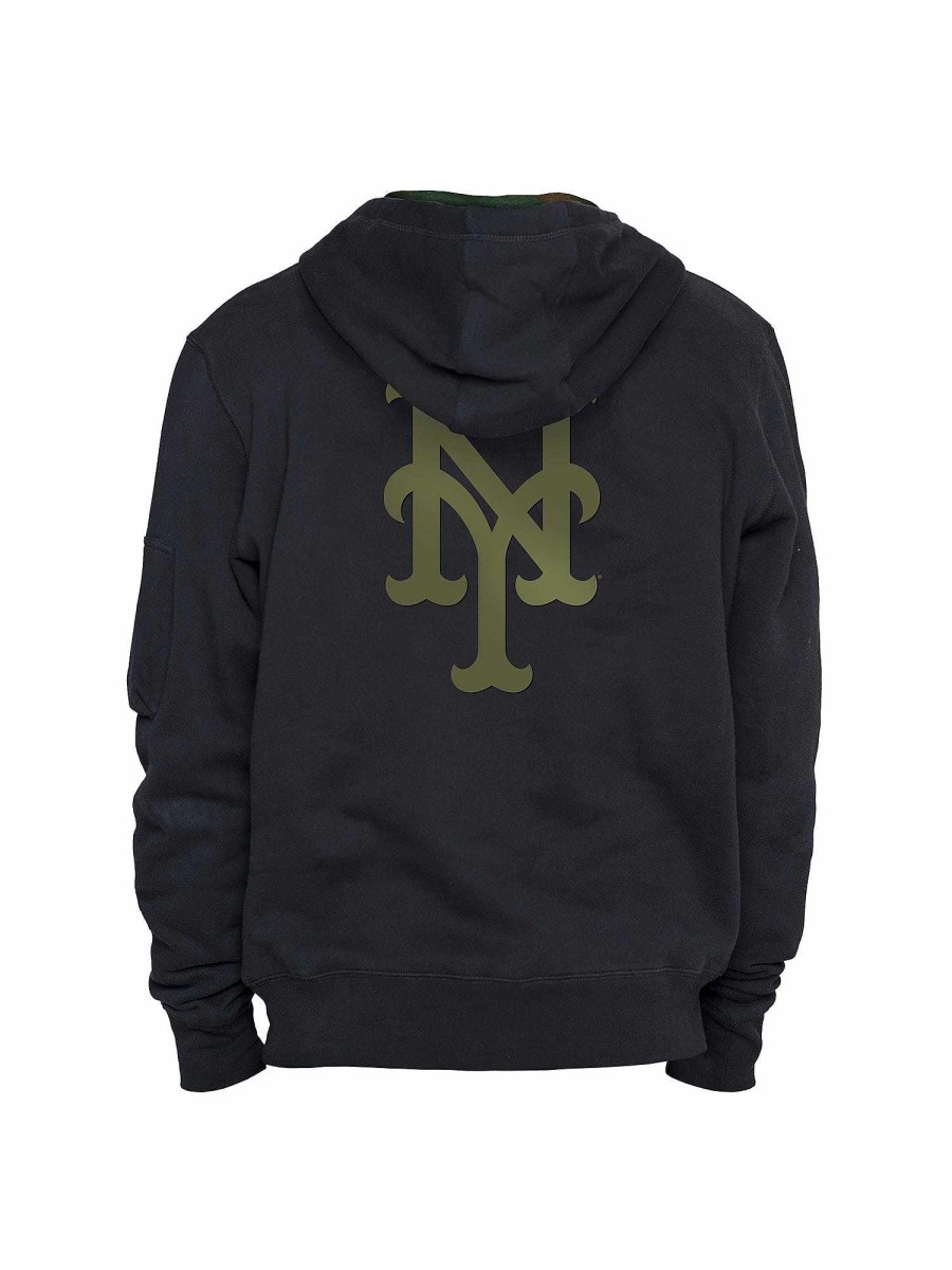 Mlb Alpha Industries Mlb X Alpha X New Era - Hoodies, Tees, & Shorts | New York Mets X Alpha X New Era Hoodie Black