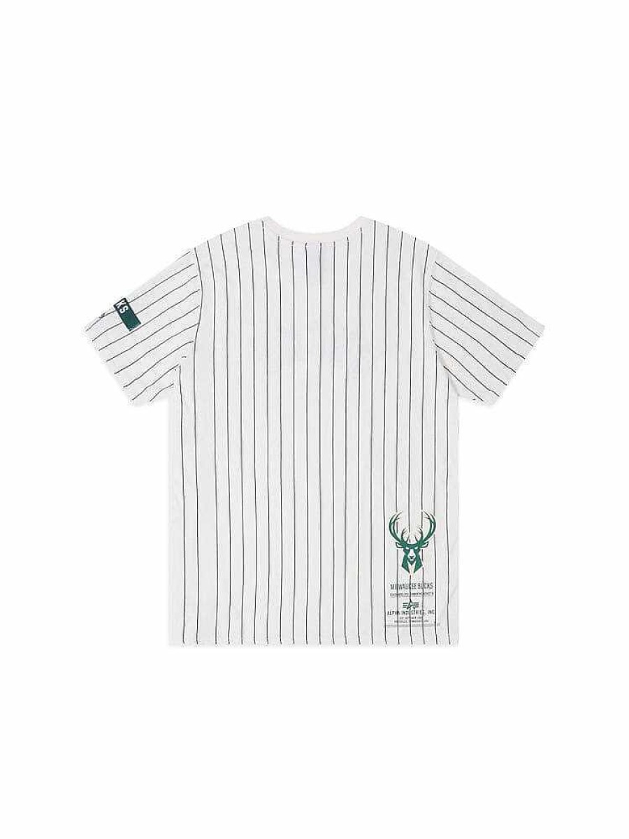 Nba Alpha Industries Nba X Alpha X New Era - Hoodies, Tees, & Shorts | Milwaukee Bucks X Alpha X New Era Tee White