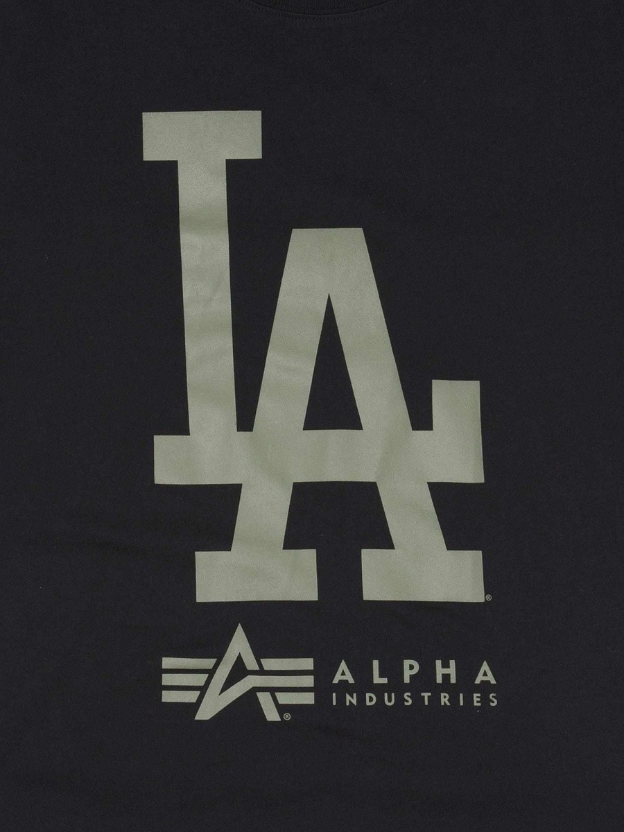 Mlb Alpha Industries Mlb X Alpha X New Era - Hoodies, Tees, & Shorts | Los Angeles Dodgers X Alpha X New Era T-Shirt Black
