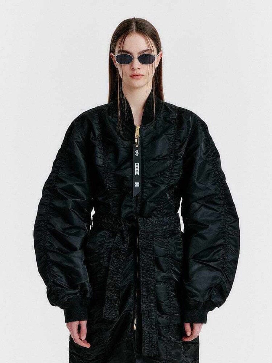 Women Alpha Industries Outerwear | Alpha X Eenk Belted Long Ma-1 W Black