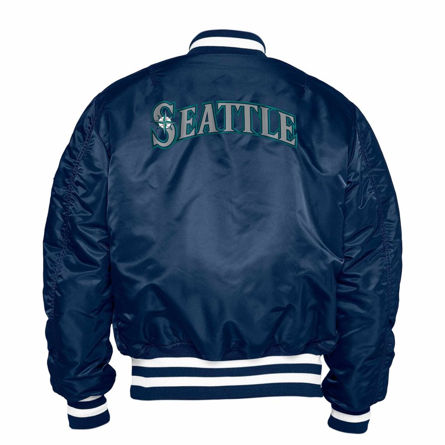 Mlb Alpha Industries Mlb X Alpha X New Era - Bomber Jackets | Seattle Mariners X Alpha X New Era Ma-1 Bomber Jacket Replica Blue