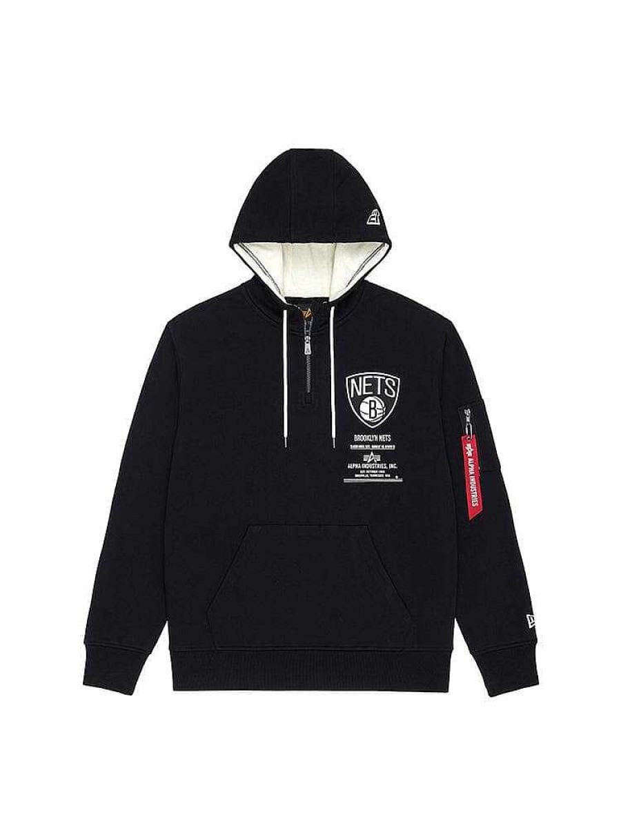 Nba Alpha Industries Nba X Alpha X New Era - Hoodies, Tees, & Shorts | Brooklyn Nets X Alpha X New Era Hoodie Black