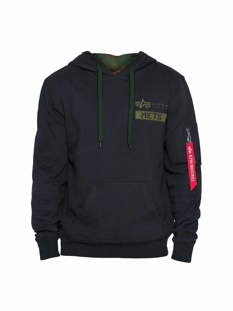 Mlb Alpha Industries Mlb X Alpha X New Era - Hoodies, Tees, & Shorts | New York Mets X Alpha X New Era Hoodie Black