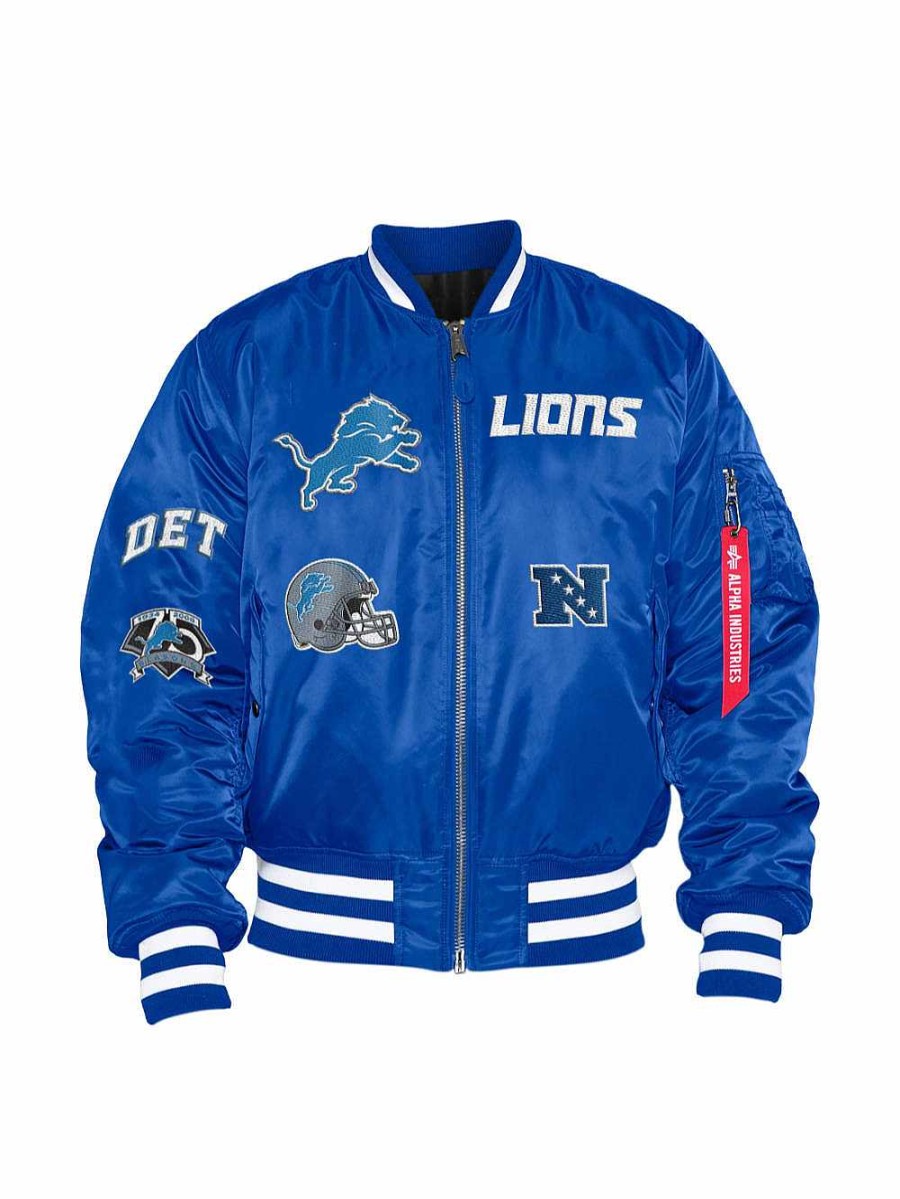 Nfl Alpha Industries Nfl X Alpha X New Era - Bomber Jackets | Detroit Lions X Alpha X New Era Ma-1 Bomber Jacket Pacific Blue