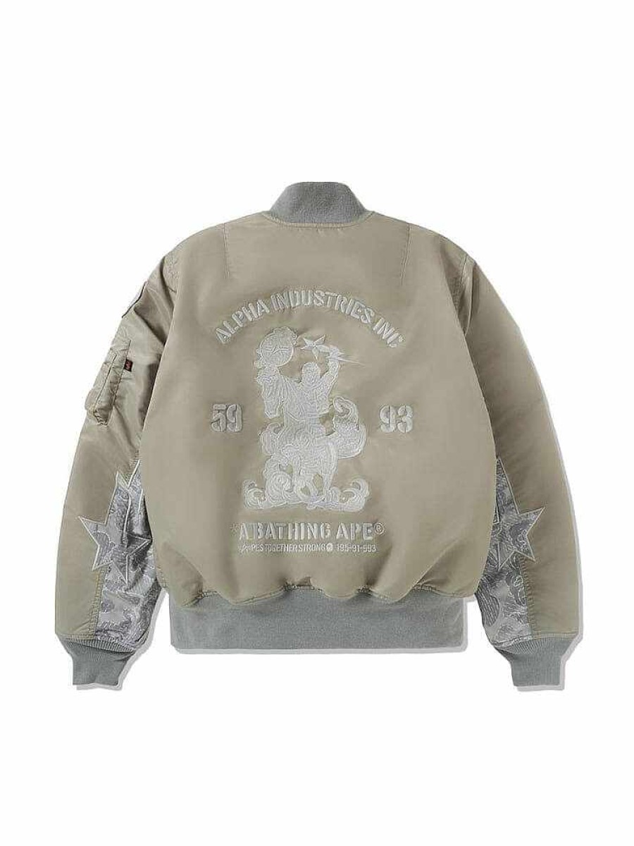 Men Alpha Industries Outerwear | Alpha X Bape Ma-1 Bomber Jacket
