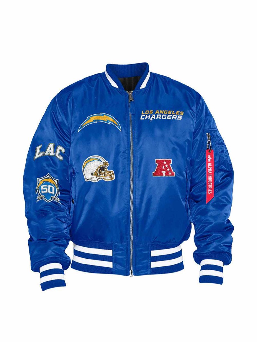 Nfl Alpha Industries Nfl X Alpha X New Era - Bomber Jackets | Los Angeles Chargers X Alpha X New Era Ma-1 Bomber Jacket Pacific Blue