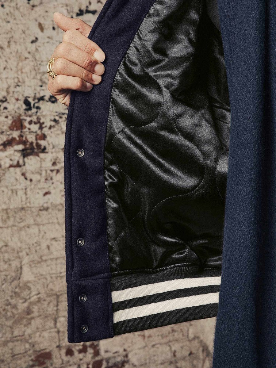 Men Alpha Industries Outerwear | Ma-1 Wool Varsity Jacket Replica Blue