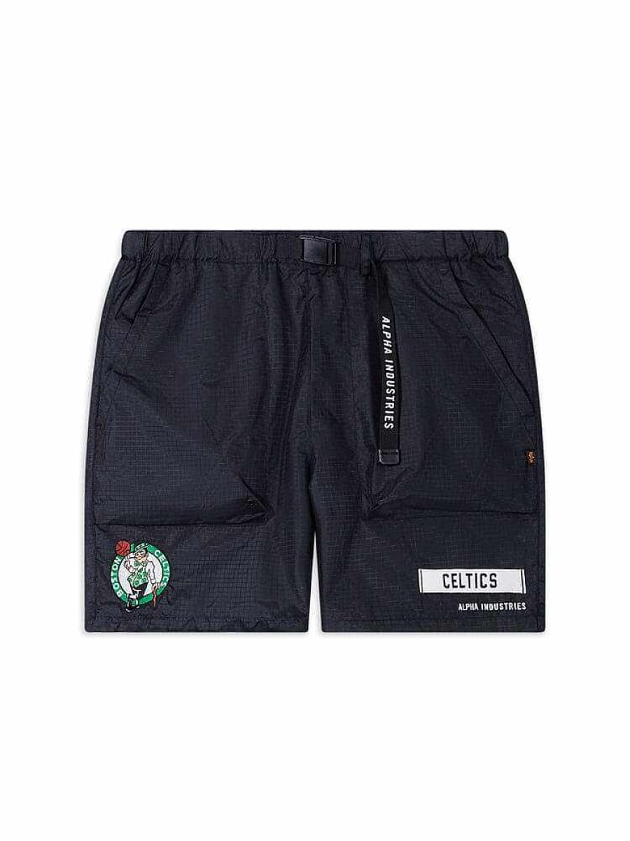 Nba Alpha Industries Nba X Alpha X New Era - Hoodies, Tees, & Shorts | Boston Celtics X Alpha X New Era Nylon Shorts Black