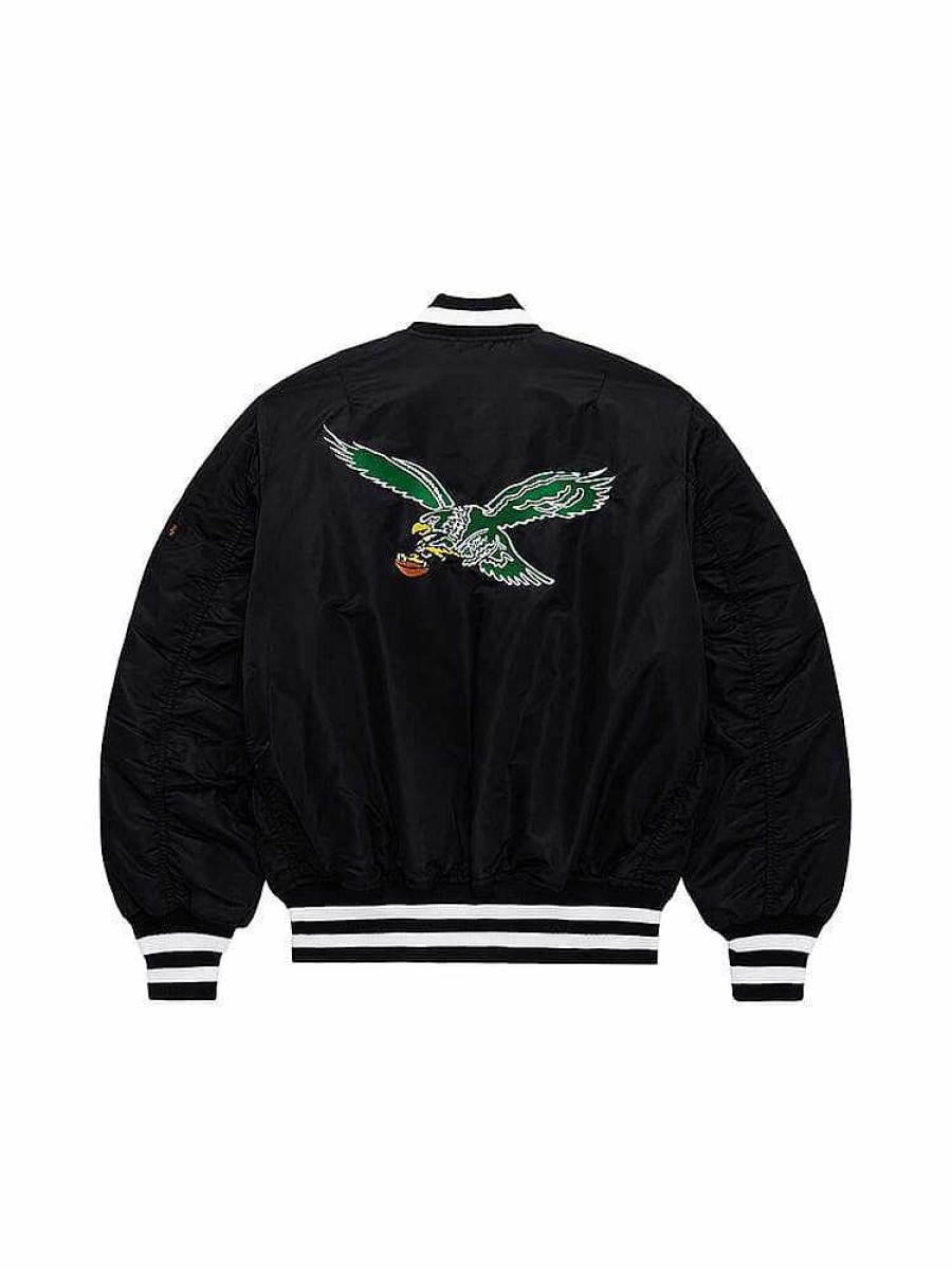 Nfl Alpha Industries Nfl X Alpha X New Era - Bomber Jackets | Philadelphia Eagles X Alpha X New Era Ma-1 Bomber Jacket (Historic Logo) Black