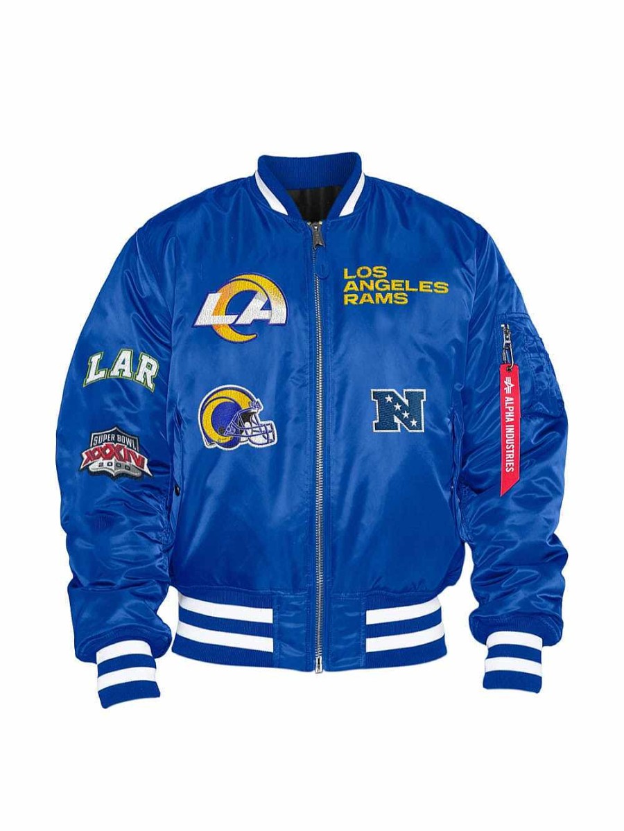 Nfl Alpha Industries Nfl X Alpha X New Era - Bomber Jackets | Los Angeles Rams X Alpha X New Era Ma-1 Bomber Jacket Pacific Blue