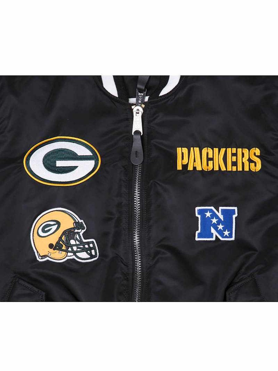 Nfl Alpha Industries Nfl X Alpha X New Era - Bomber Jackets | Green Bay Packers X Alpha X New Era Ma-1 Bomber Jacket Black