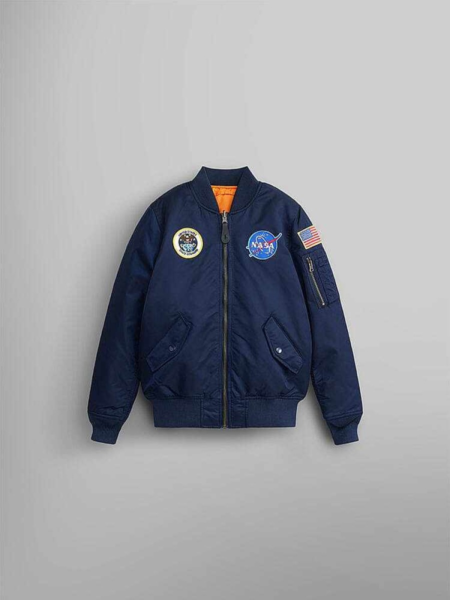 Youth Alpha Industries Bomber Jackets | Nasa Ma-1 Bomber Jacket Y Replica Blue