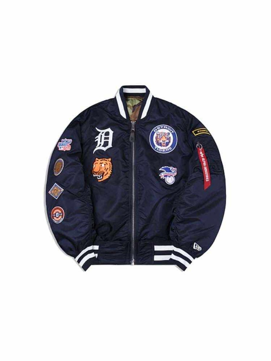 Mlb Alpha Industries Mlb X Alpha X New Era - Bomber Jackets | Detroit Tigers X Alpha X New Era Ma-1 Bomber Jacket Replica Blue