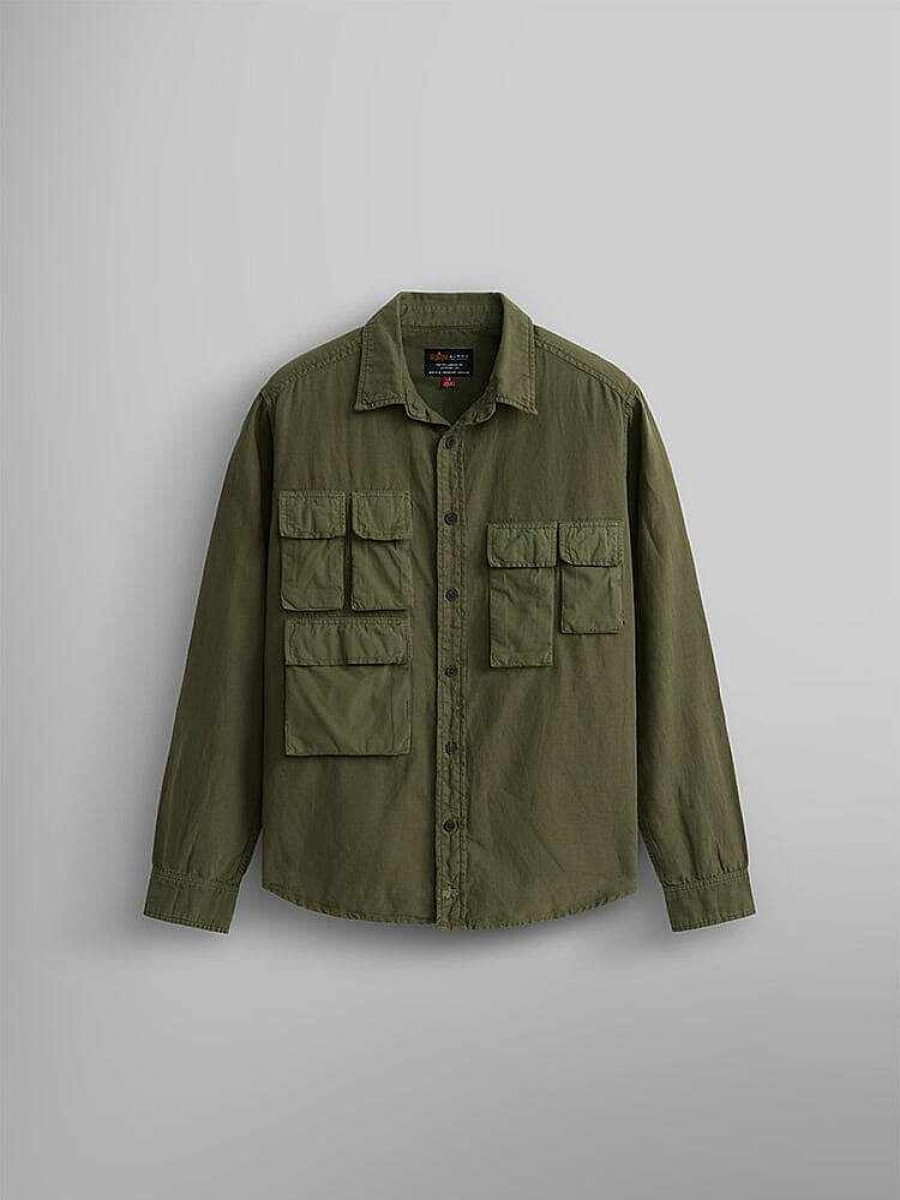 Men Alpha Industries Shirt Jackets | Long Sleeve Multi Pocket Shirt