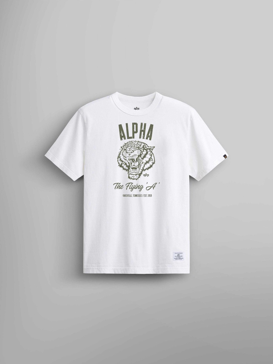 Men Alpha Industries T-Shirts | Alpha Tiger Tee White