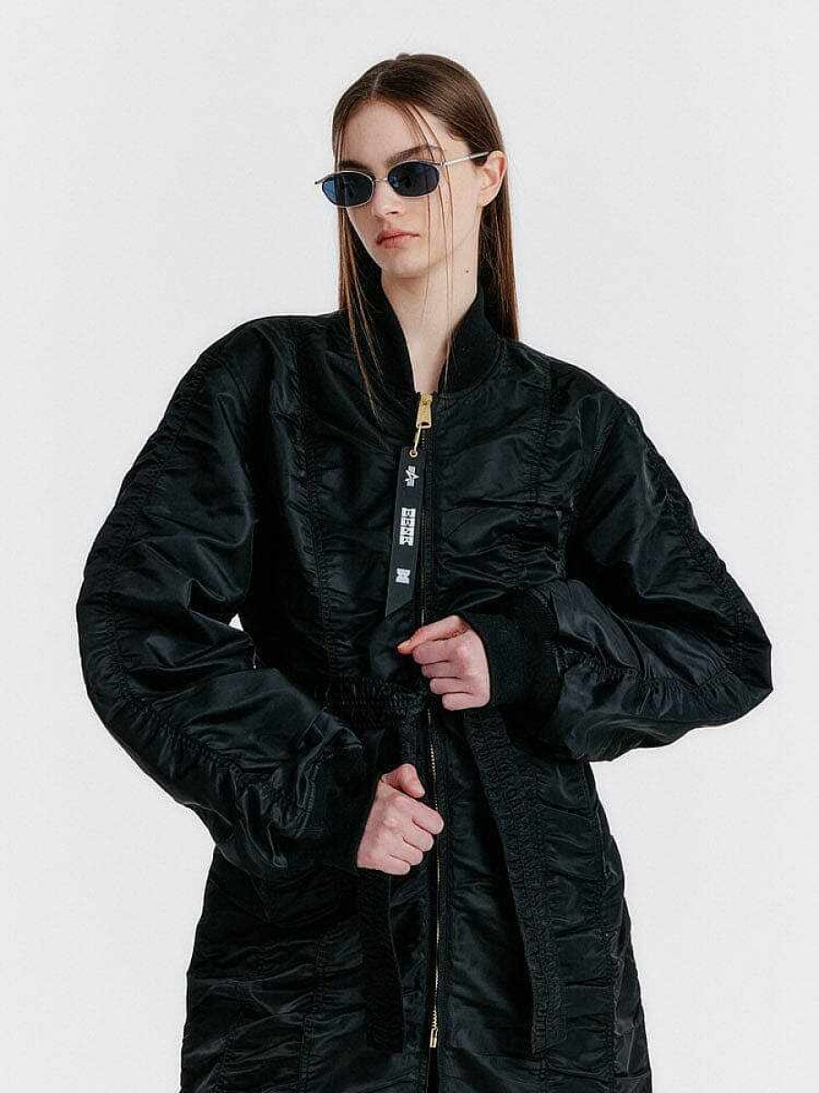 Women Alpha Industries Outerwear | Alpha X Eenk Belted Long Ma-1 W Black