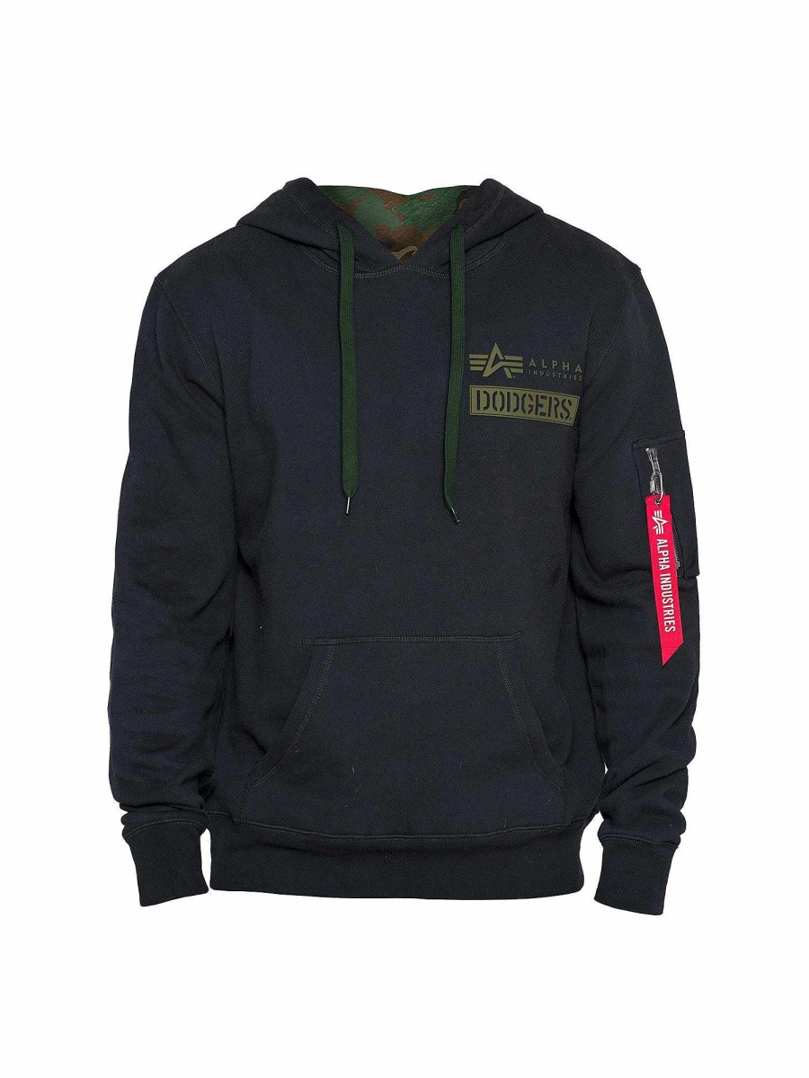 Mlb Alpha Industries Mlb X Alpha X New Era - Hoodies, Tees, & Shorts | Los Angeles Dodgers X Alpha X New Era Hoodie Black