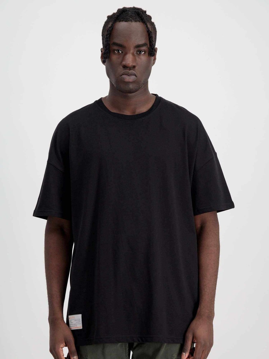 Men Alpha Industries T-Shirts | Recycled Label Tee Black
