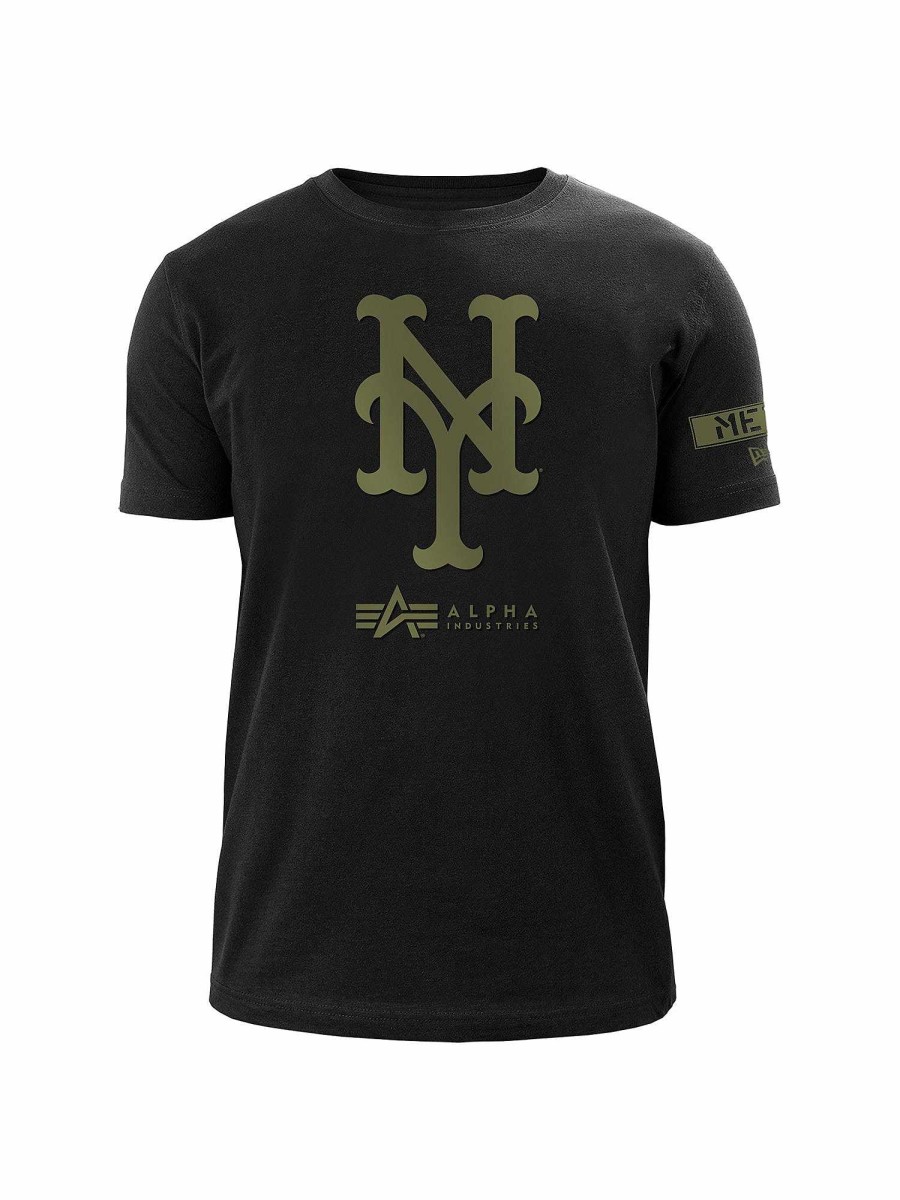 Mlb Alpha Industries Mlb X Alpha X New Era - Hoodies, Tees, & Shorts | New York Mets X Alpha X New Era T-Shirt Black