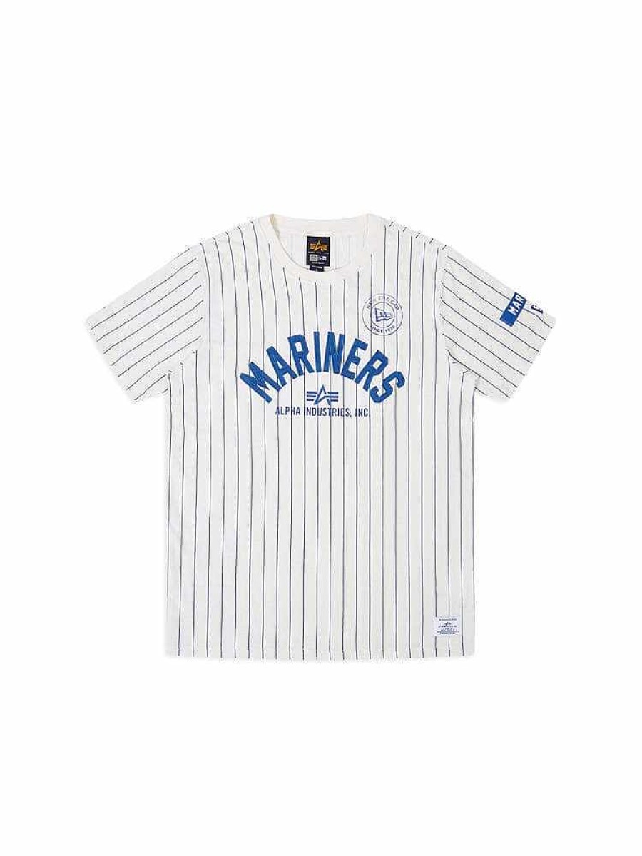 Mlb Alpha Industries Mlb X Alpha X New Era - Hoodies, Tees, & Shorts | Seattle Mariners X Alpha X New Era Tee White
