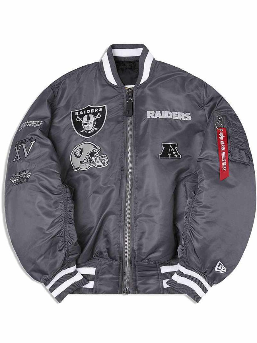 Nfl Alpha Industries Nfl X Alpha X New Era - Bomber Jackets | Las Vegas Raiders X Alpha X New Era Ma-1 Bomber Jacket Gunmetal