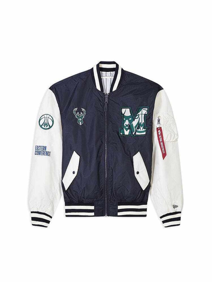 Nba Alpha Industries Nba X Alpha X New Era - Bomber Jackets | Milwaukee Bucks X Alpha X New Era L-2B Bomber Jacket Black
