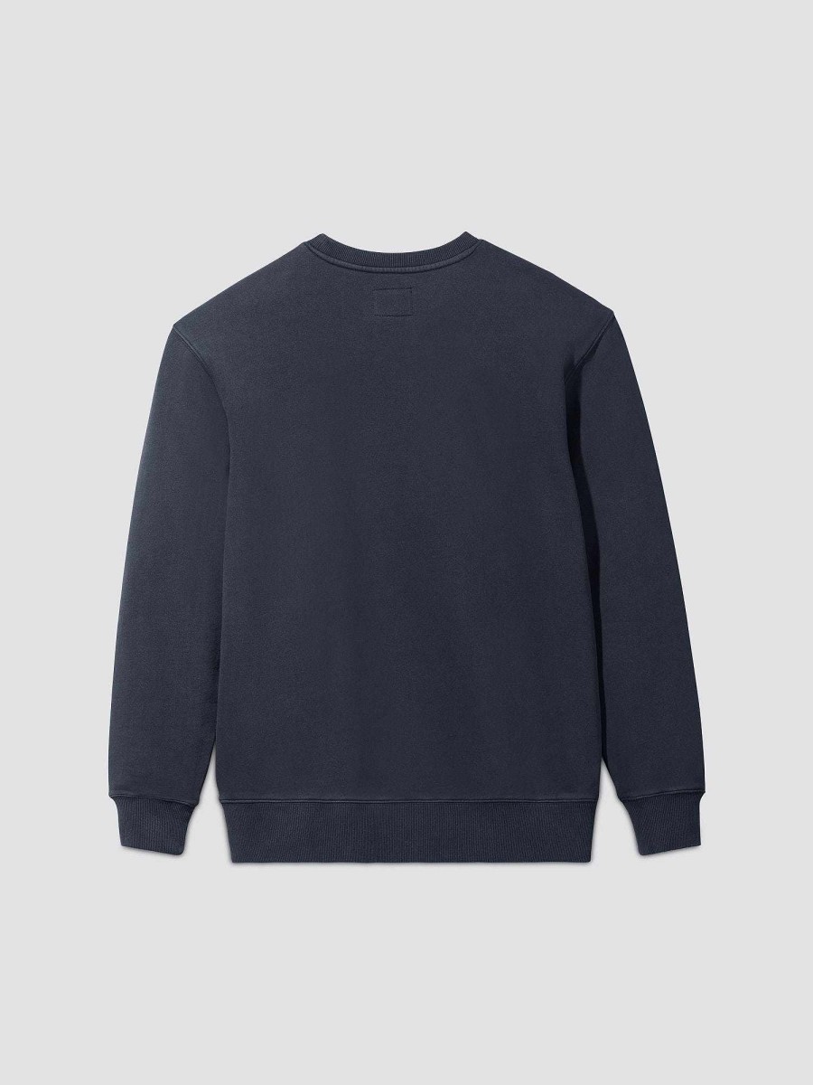 Men Alpha Industries Hoodies + Sweatshirts | Essential Washed Crewneck Replica Blue