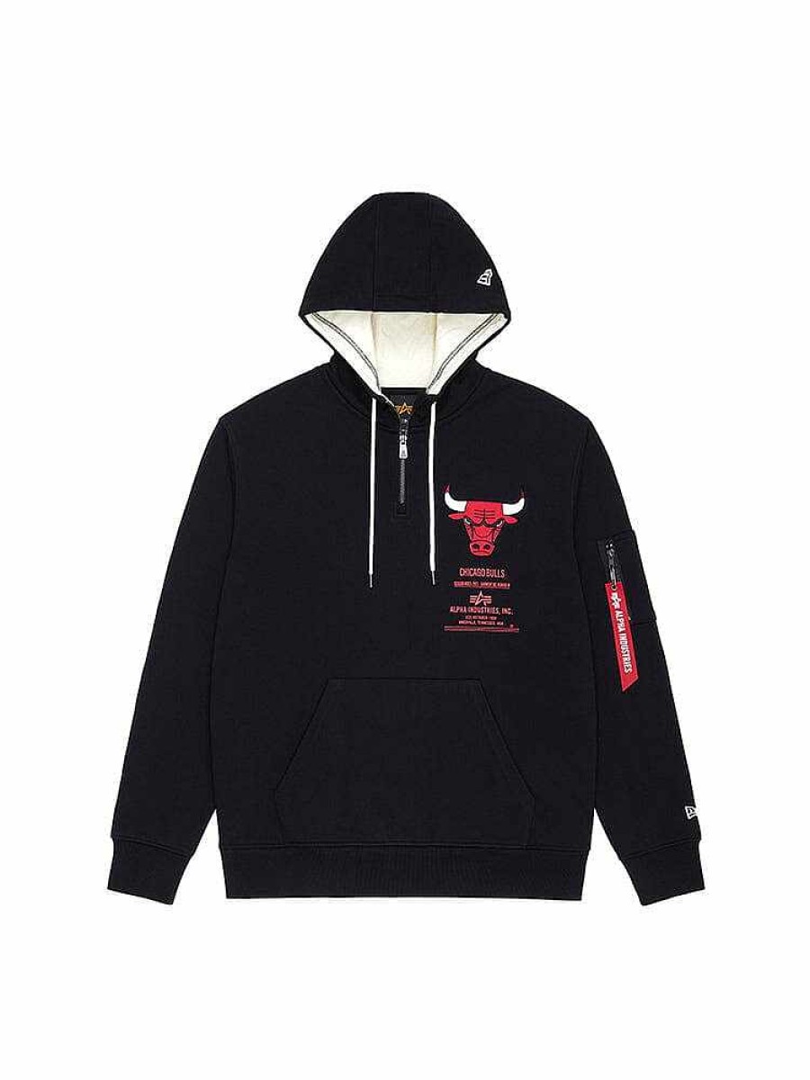 Nba Alpha Industries Nba X Alpha X New Era - Hoodies, Tees, & Shorts | Chicago Bulls X Alpha X New Era Hoodie Black