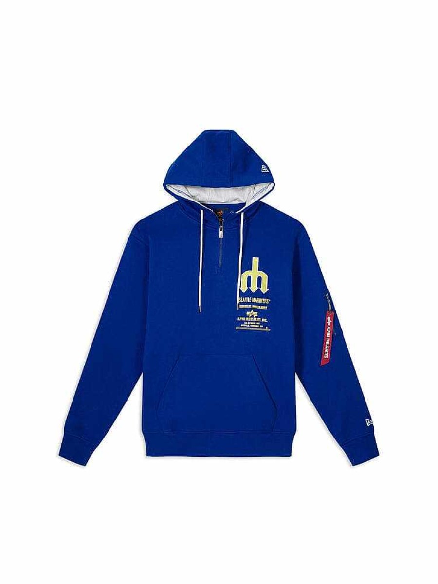 Mlb Alpha Industries Mlb X Alpha X New Era - Hoodies, Tees, & Shorts | Seattle Mariners X Alpha X New Era Hoodie Blue