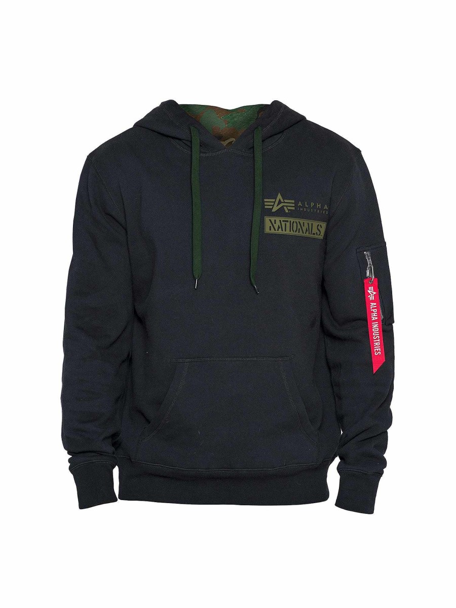 Mlb Alpha Industries Mlb X Alpha X New Era - Hoodies, Tees, & Shorts | Washington Nationals X Alpha X New Era Hoodie Black