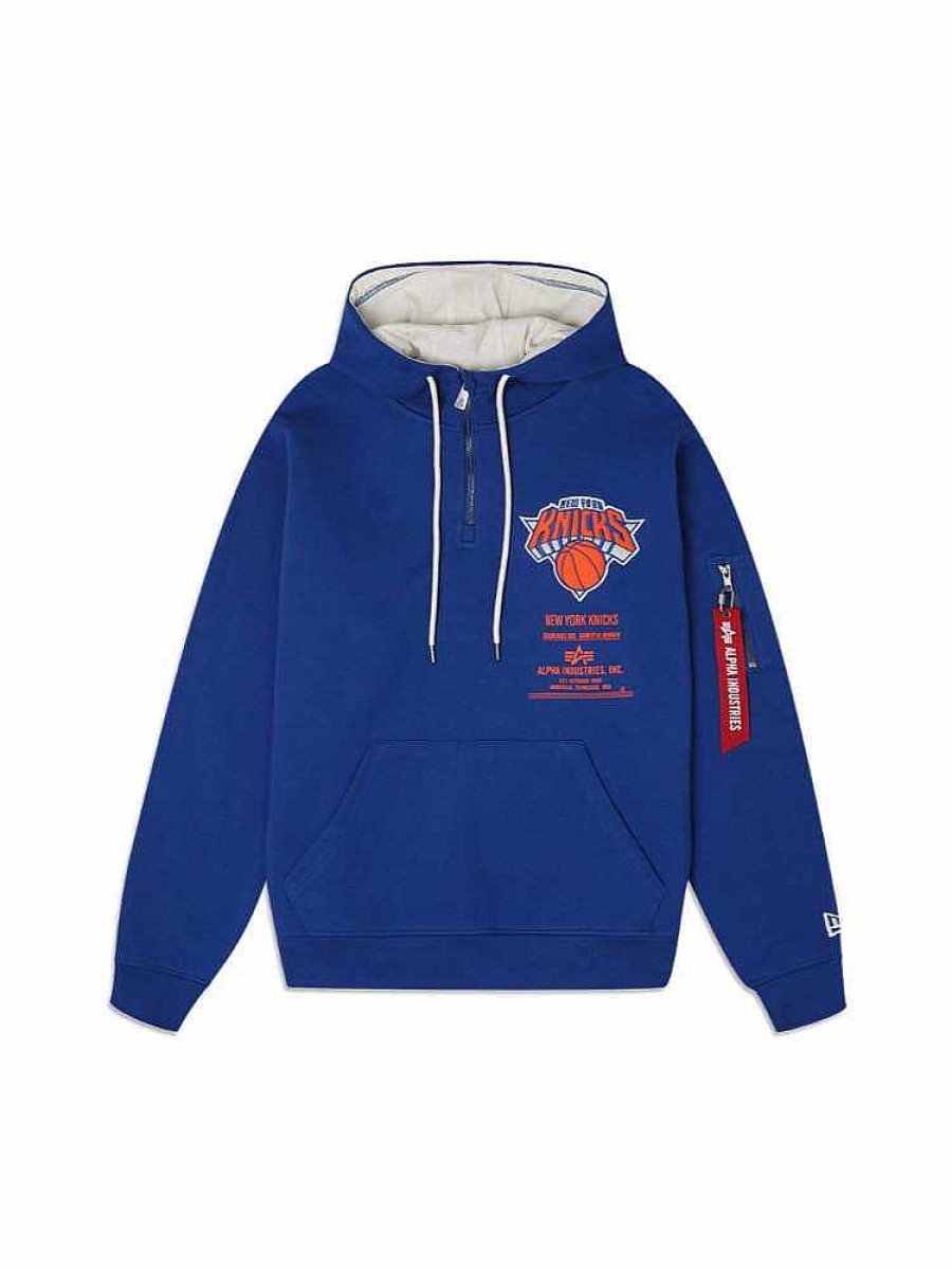 Nba Alpha Industries Nba X Alpha X New Era - Hoodies, Tees, & Shorts | New York Knicks X Alpha X New Era Hoodie Blue