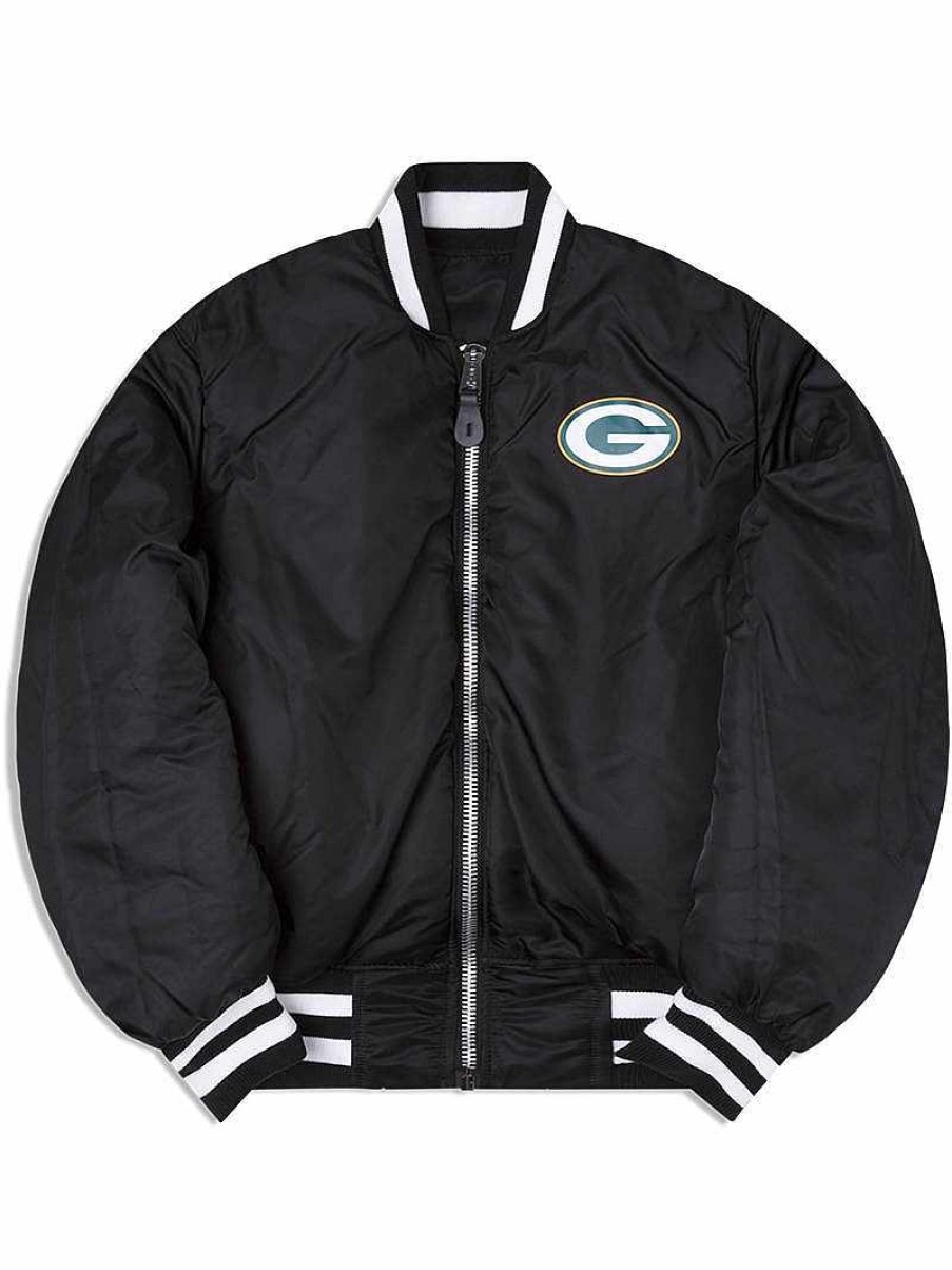 Nfl Alpha Industries Nfl X Alpha X New Era - Bomber Jackets | Green Bay Packers X Alpha X New Era Ma-1 Bomber Jacket Black