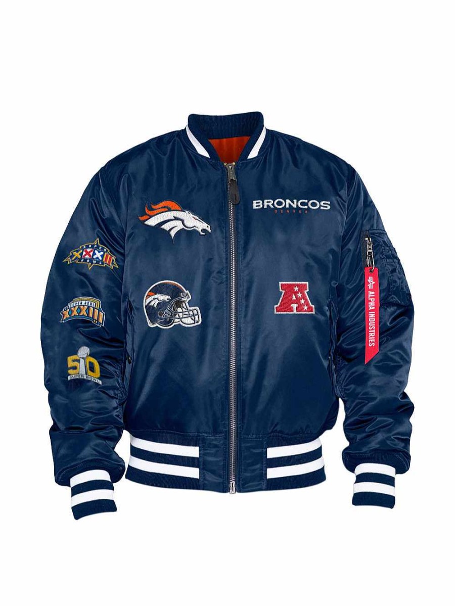 Nfl Alpha Industries Nfl X Alpha X New Era - Bomber Jackets | Denver Broncos X Alpha X New Era Ma-1 Bomber Jacket Replica Blue