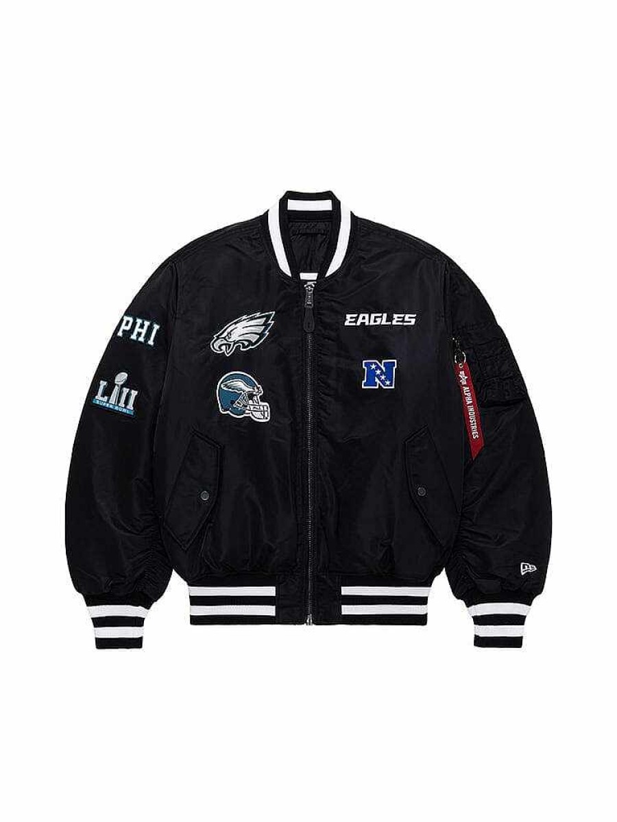 Nfl Alpha Industries Nfl X Alpha X New Era - Bomber Jackets | Philadelphia Eagles X Alpha X New Era Ma-1 Bomber Jacket Black