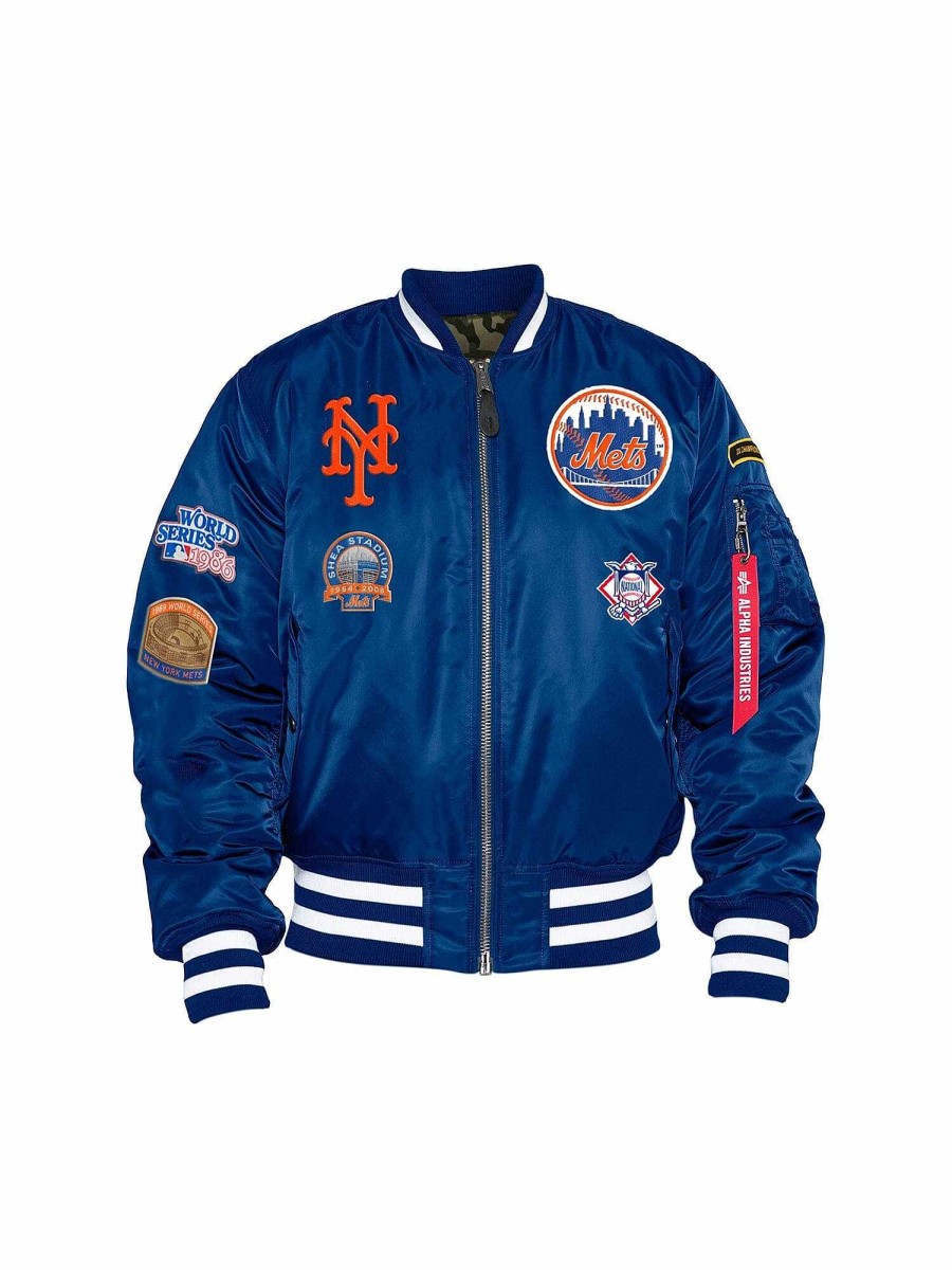 Mlb Alpha Industries Mlb X Alpha X New Era - Bomber Jackets | New York Mets X Alpha X New Era Ma-1 Bomber Jacket Pacific Blue