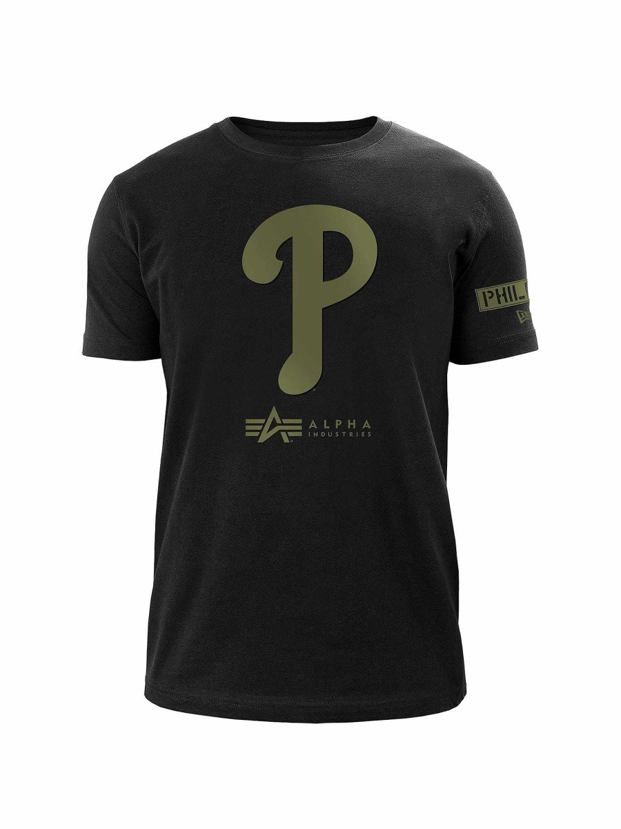 Mlb Alpha Industries Mlb X Alpha X New Era - Hoodies, Tees, & Shorts | Philadelphia Phillies X Alpha X New Era T-Shirt Black