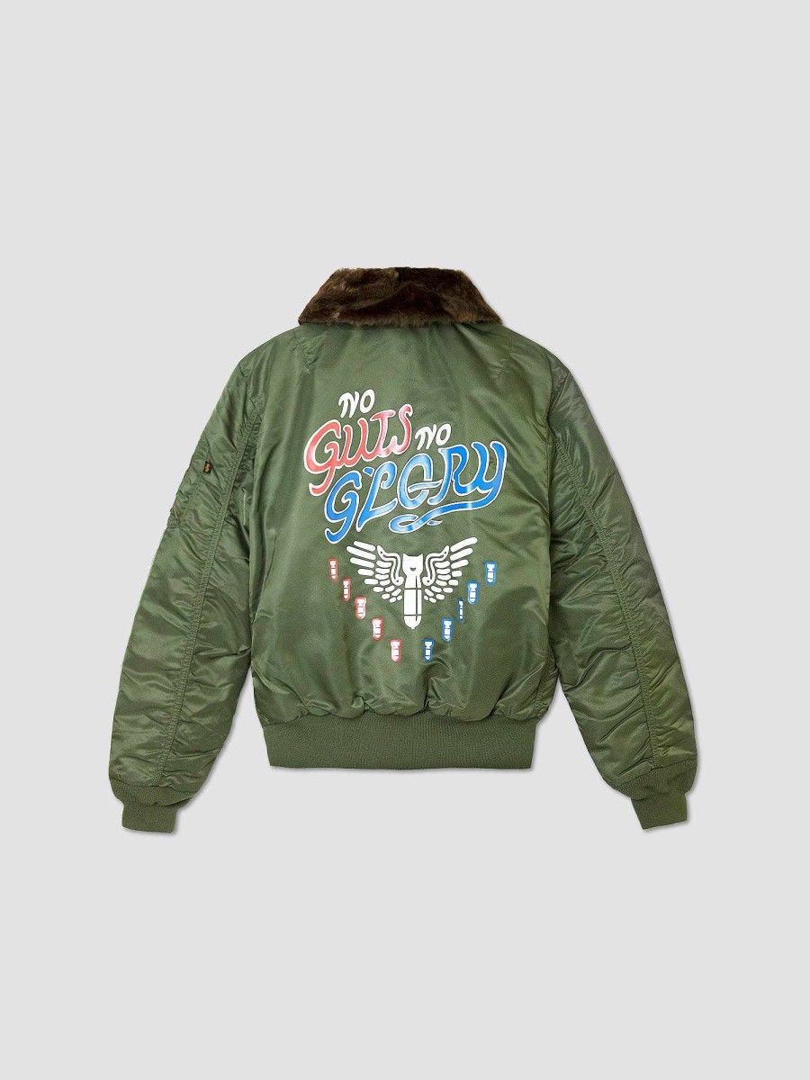 Men Alpha Industries Outerwear | Call Of Duty X Alpha B-15 Slim Fit Jacket Sage/Brown Fur