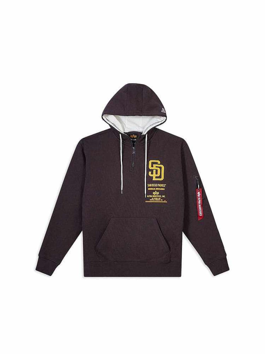 Mlb Alpha Industries Mlb X Alpha X New Era - Hoodies, Tees, & Shorts | San Diego Padres X Alpha X New Era Hoodie Brown