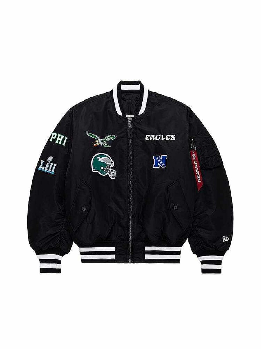 Nfl Alpha Industries Nfl X Alpha X New Era - Bomber Jackets | Philadelphia Eagles X Alpha X New Era Ma-1 Bomber Jacket (Historic Logo) Black