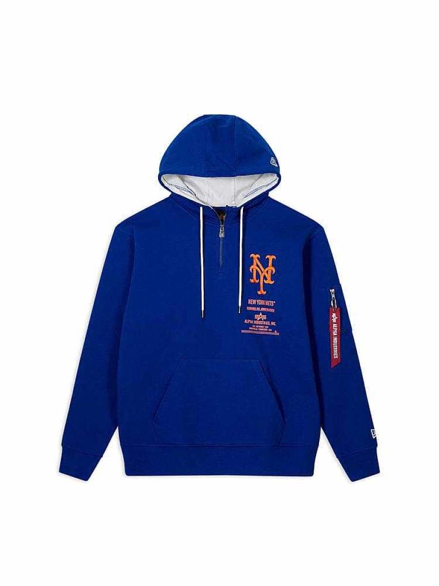 Mlb Alpha Industries Mlb X Alpha X New Era - Hoodies, Tees, & Shorts | New York Mets X Alpha X New Era Hoodie Blue